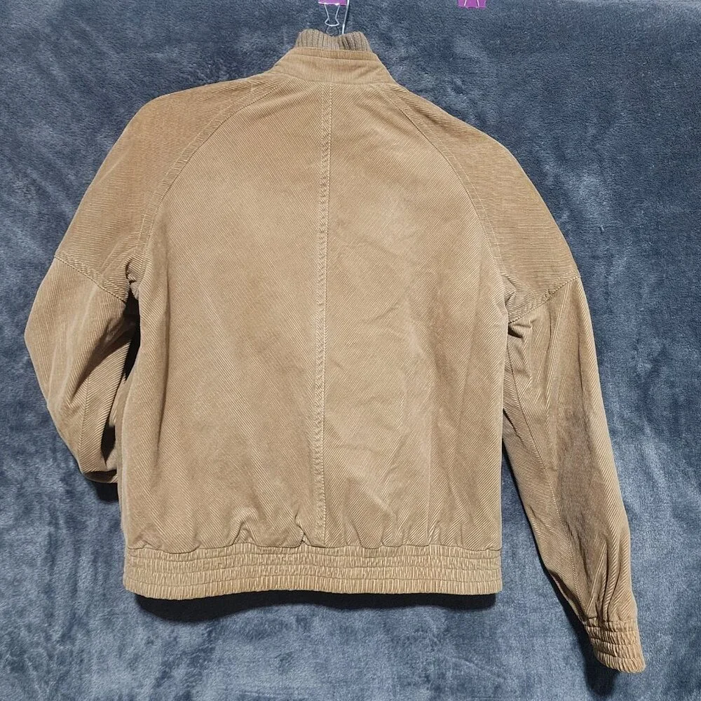 Vtg 90s Current Seen Reversible Corduroy Bomber Jacket Tan Beige Lined - Picture 3 of 13
